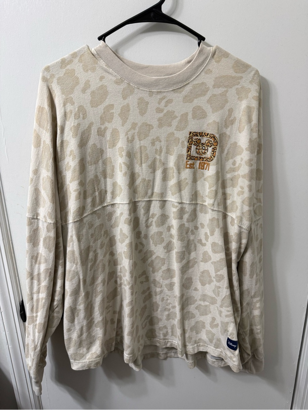 Disney Lightweight Cream and Tan Leopard-Print Long Sleeve Tee